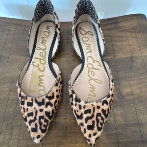 Sam Edelman Leopard Print Calf Hair Flats Women’s 8.5 Pointed Toe Animal